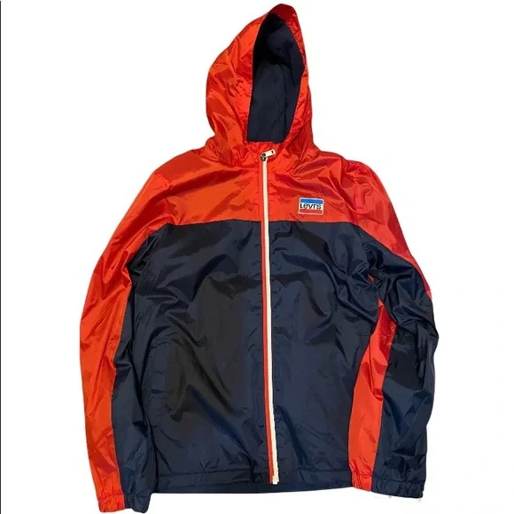 LEVI STRAUSS & CO Hooded Jacket Red/Navy Blue Size L Boys - Picture 1 of 5